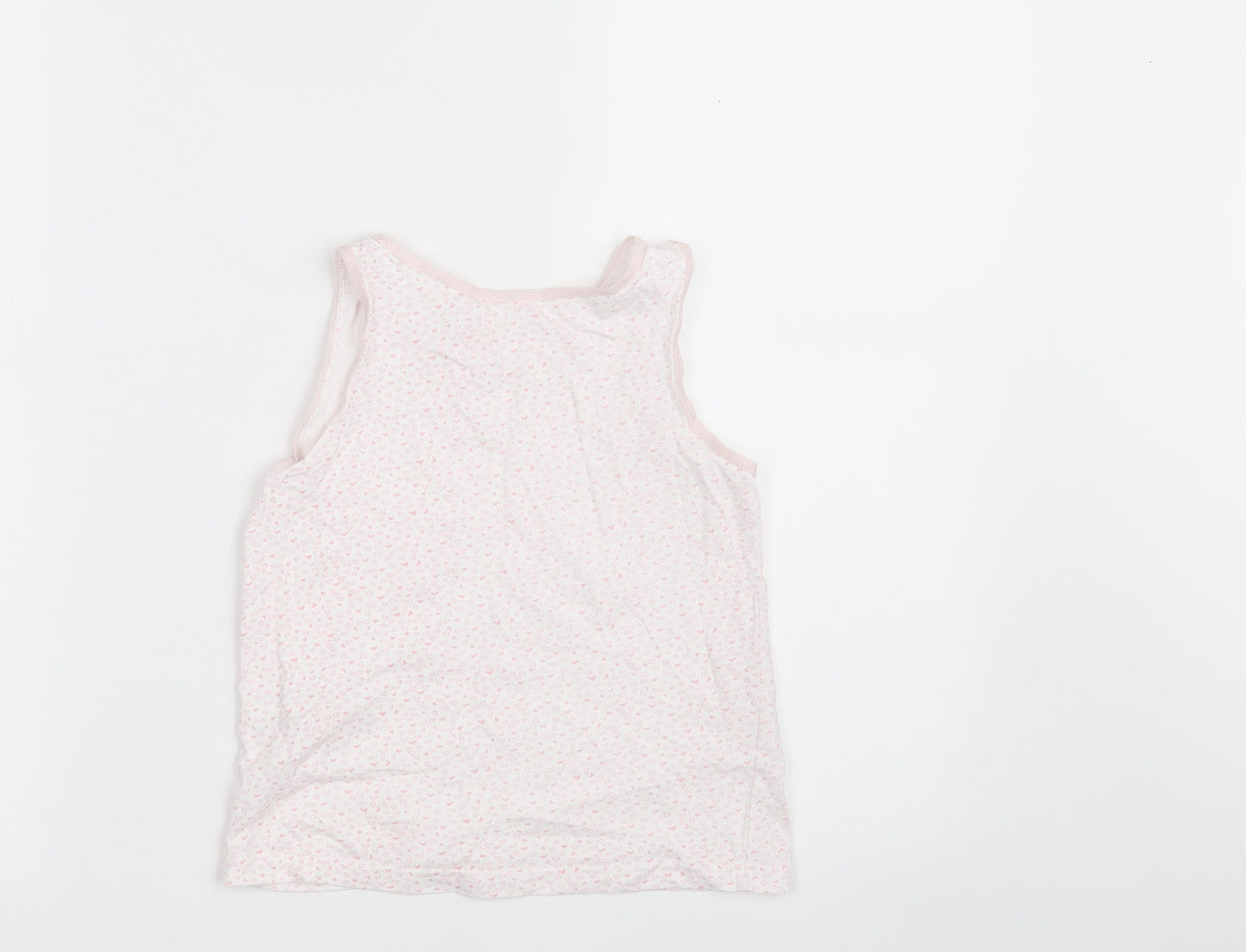 Primark Girls Pink Polka Dot 100% Cotton Cropped Tank Size 7-8 Years Round Neck