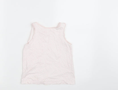 Primark Girls Pink Polka Dot 100% Cotton Cropped Tank Size 7-8 Years Round Neck