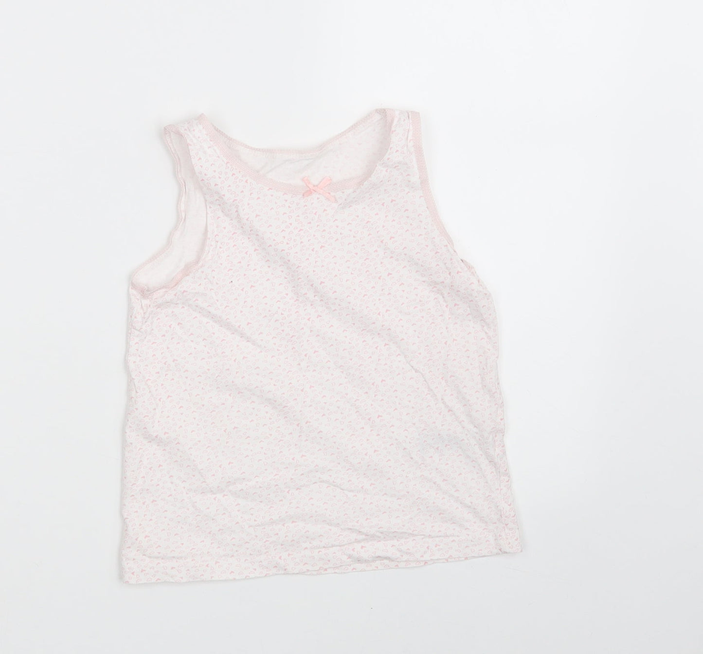 Primark Girls Pink Polka Dot 100% Cotton Cropped Tank Size 7-8 Years Round Neck