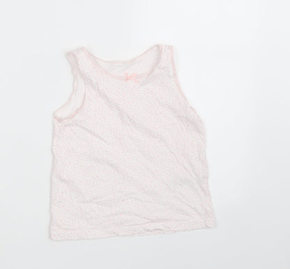 Primark Girls Pink Polka Dot 100% Cotton Cropped Tank Size 7-8 Years Round Neck