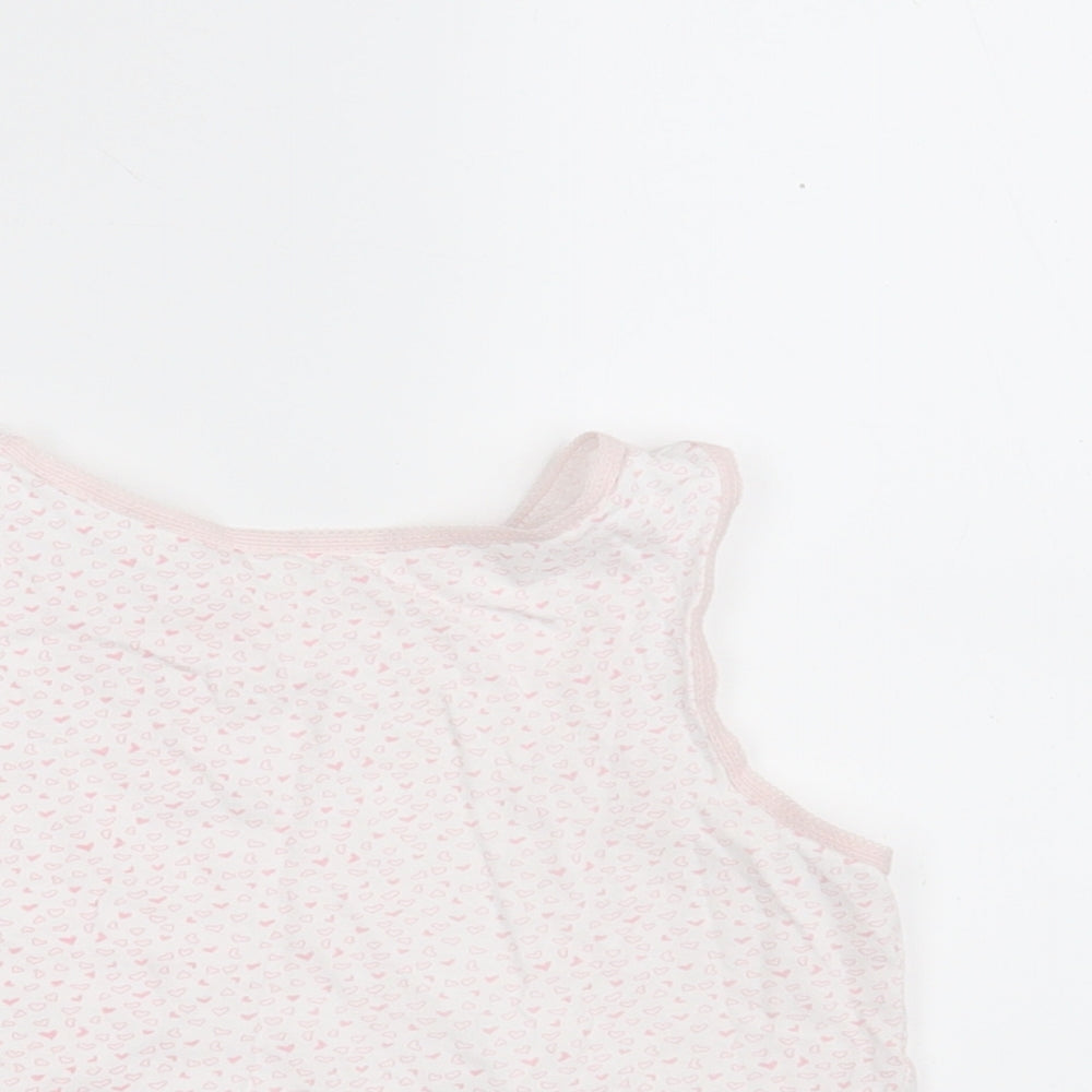 Primark Girls Pink Polka Dot 100% Cotton Cropped Tank Size 7-8 Years Round Neck