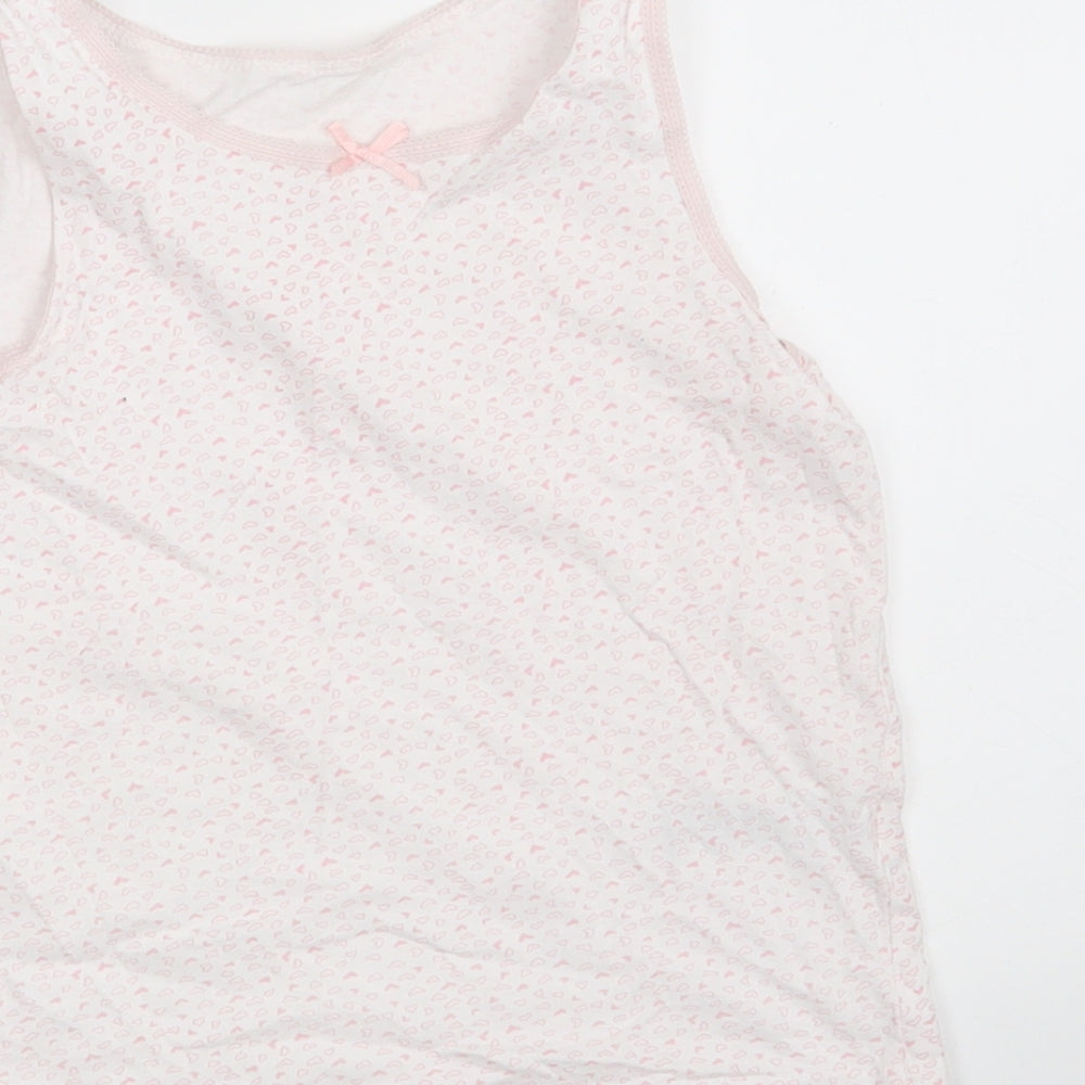 Primark Girls Pink Polka Dot 100% Cotton Cropped Tank Size 7-8 Years Round Neck