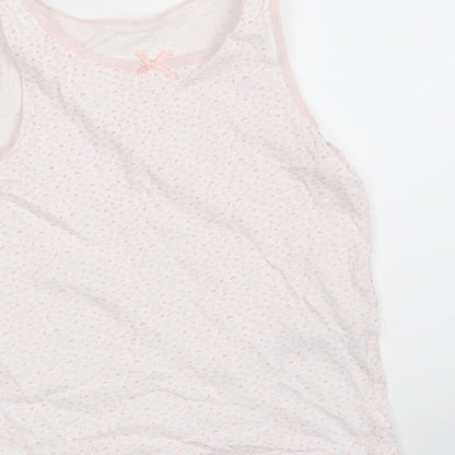 Primark Girls Pink Polka Dot 100% Cotton Cropped Tank Size 7-8 Years Round Neck