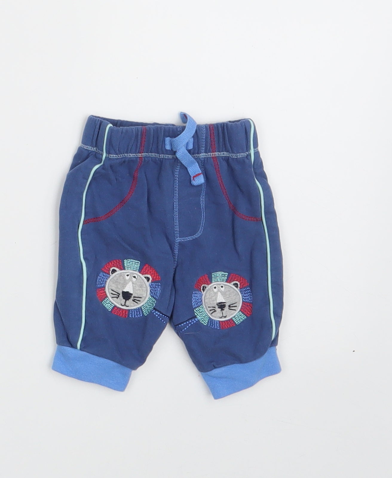 George Baby Blue  100% Cotton Jogger Leggings Size 0-3 Months   - Waist 14in; Inside  leg 5in