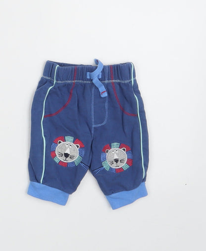 George Baby Blue  100% Cotton Jogger Leggings Size 0-3 Months   - Waist 14in; Inside  leg 5in