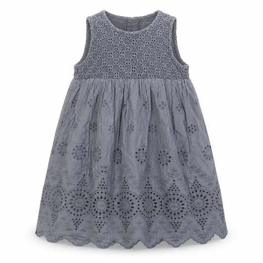 NEXT Girls Grey Floral 100% Cotton A-Line  Size 2-3 Years  Round Neck