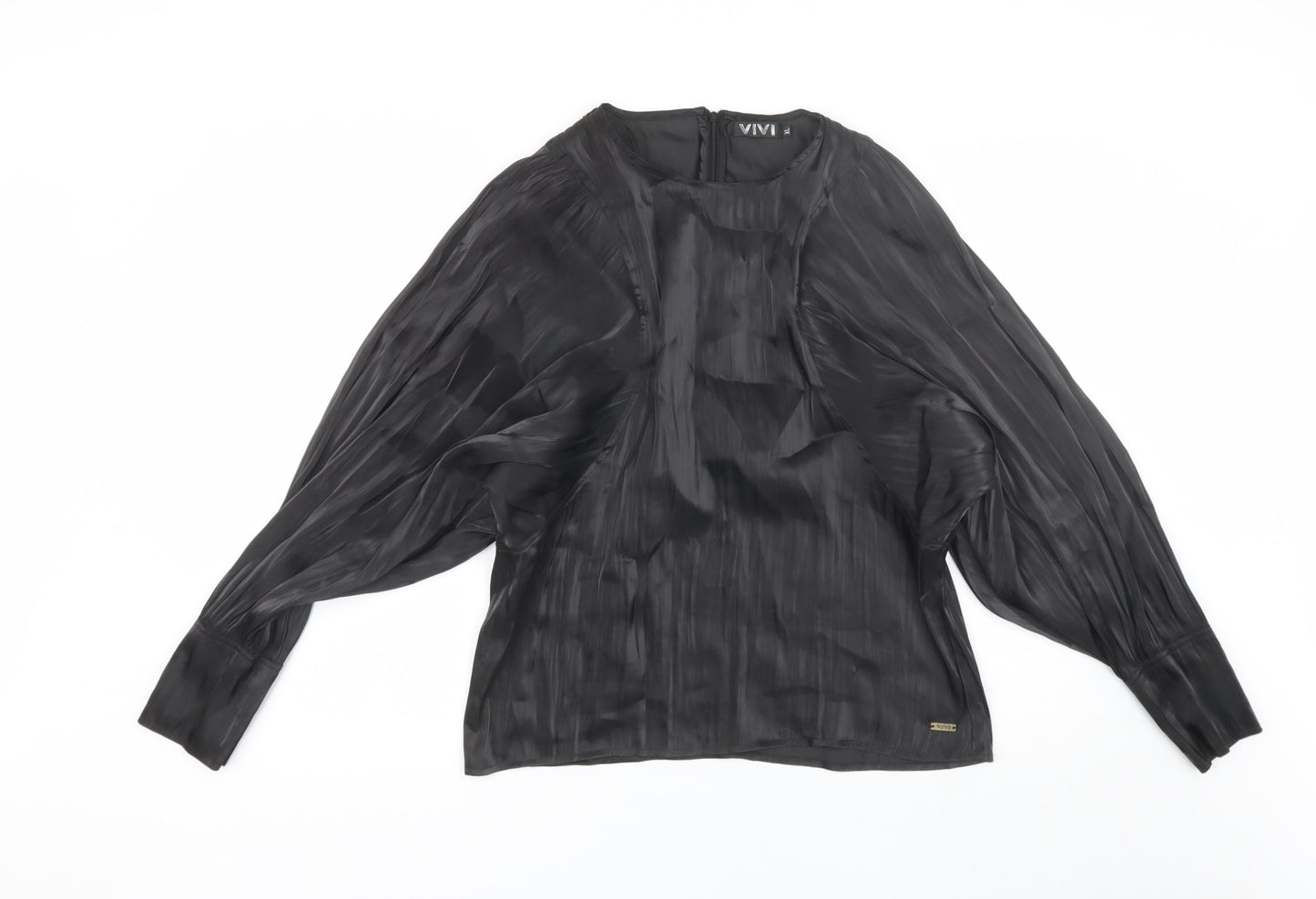 VIVI Womens Black  Polyester Basic Blouse Size XL Round Neck