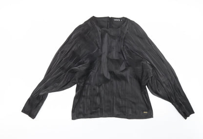 VIVI Womens Black  Polyester Basic Blouse Size XL Round Neck