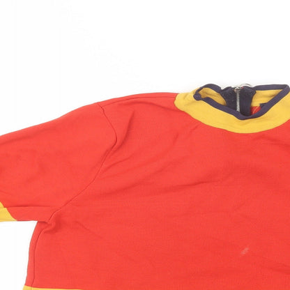 Marks and Spencer Womens Red  Polyamide Basic Blouse Size 14 High Neck