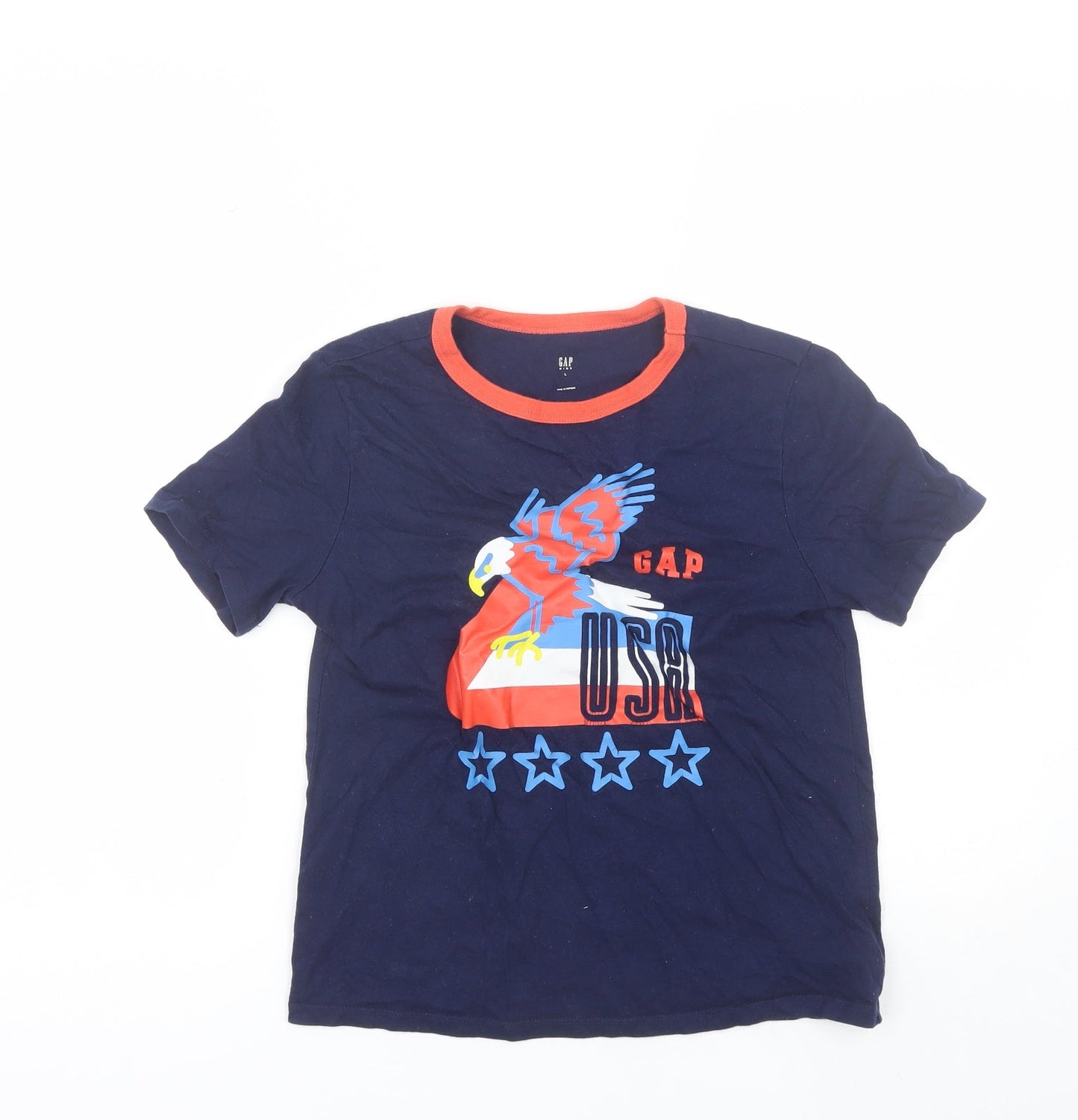 Gap Boys Blue  Cotton Basic T-Shirt Size 10-11 Years Round Neck  - USA