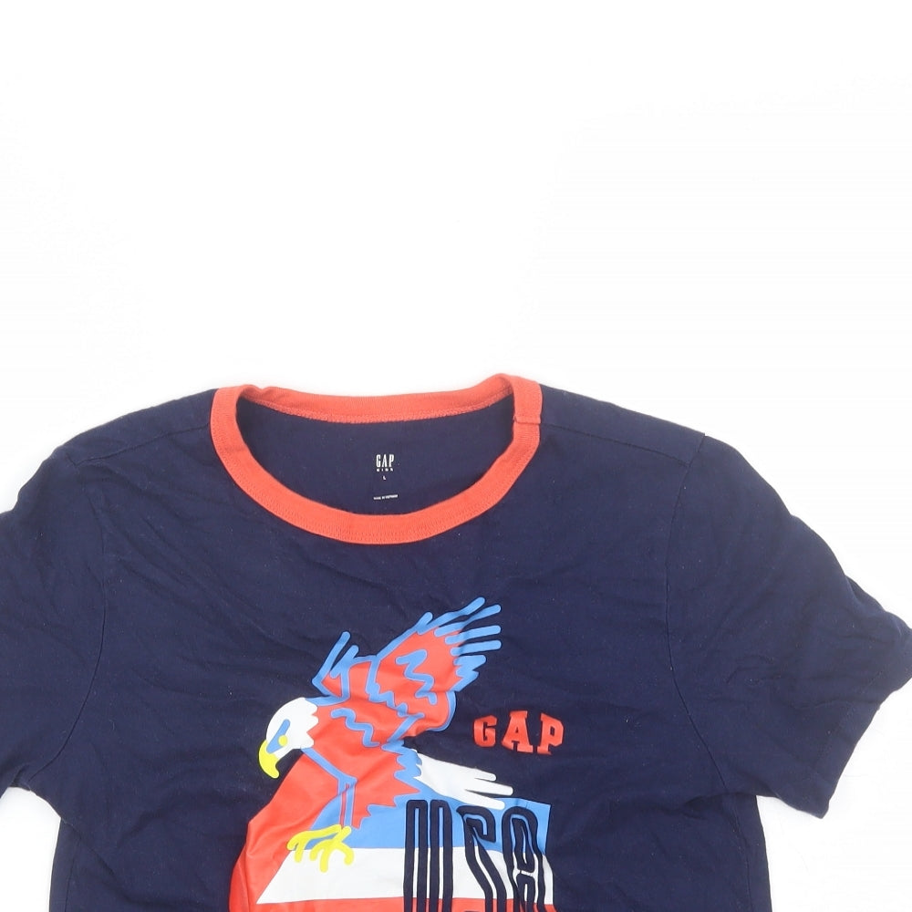 Gap Boys Blue  Cotton Basic T-Shirt Size 10-11 Years Round Neck  - USA