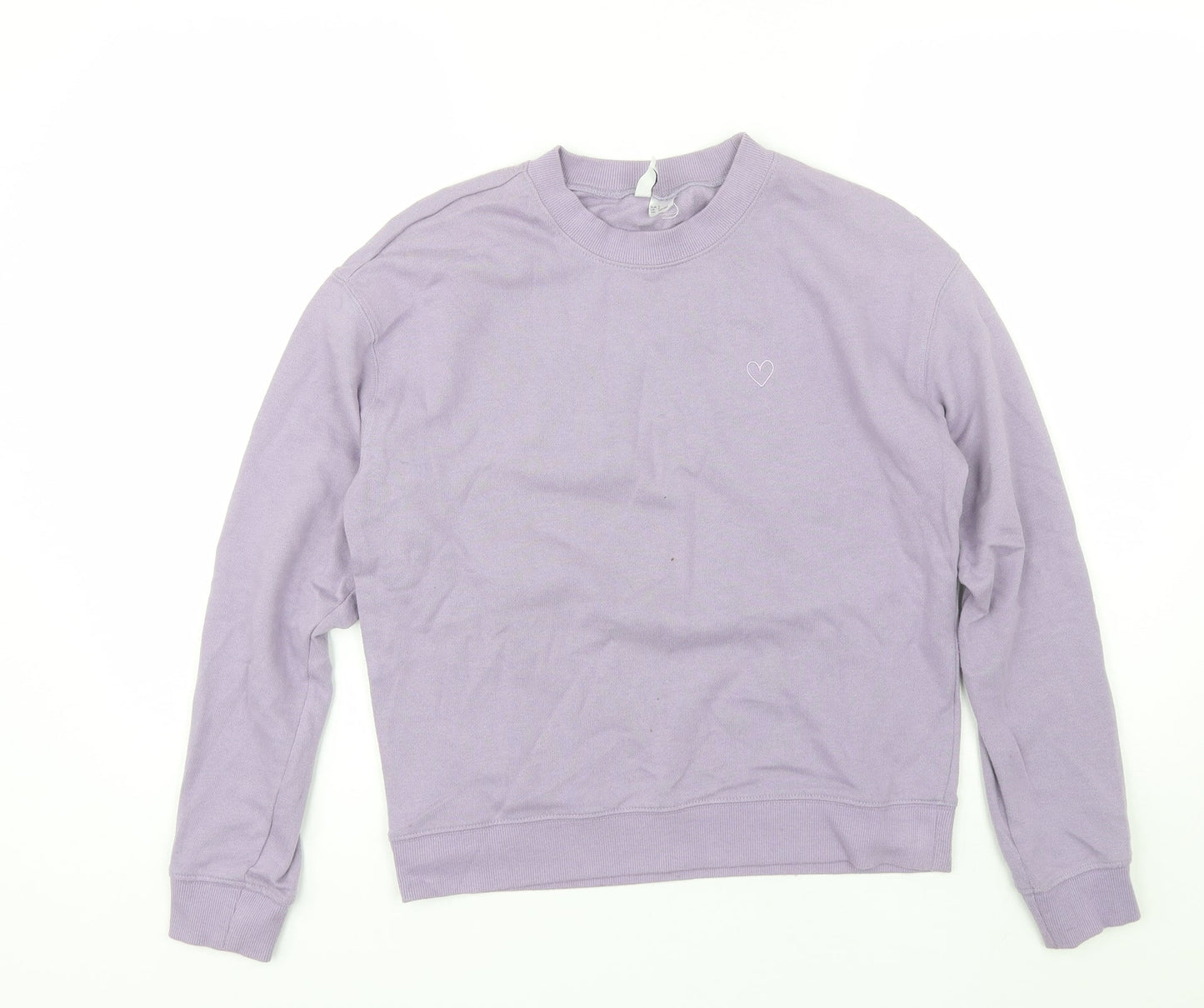 Divided Womens Purple Round Neck  Cotton Pullover Jumper Size S