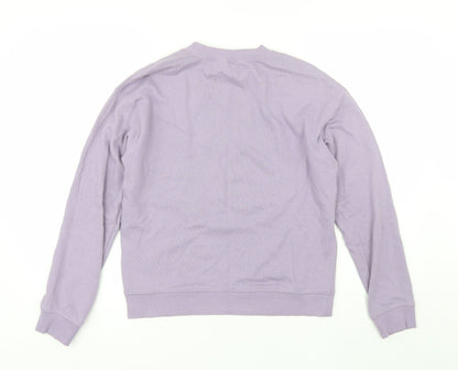 Divided Womens Purple Round Neck  Cotton Pullover Jumper Size S