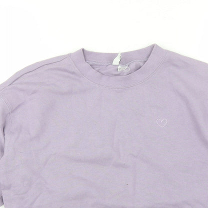 Divided Womens Purple Round Neck  Cotton Pullover Jumper Size S