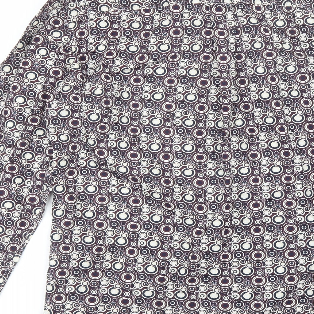 TU Mens Purple Geometric Cotton  Button-Up Size S Collared