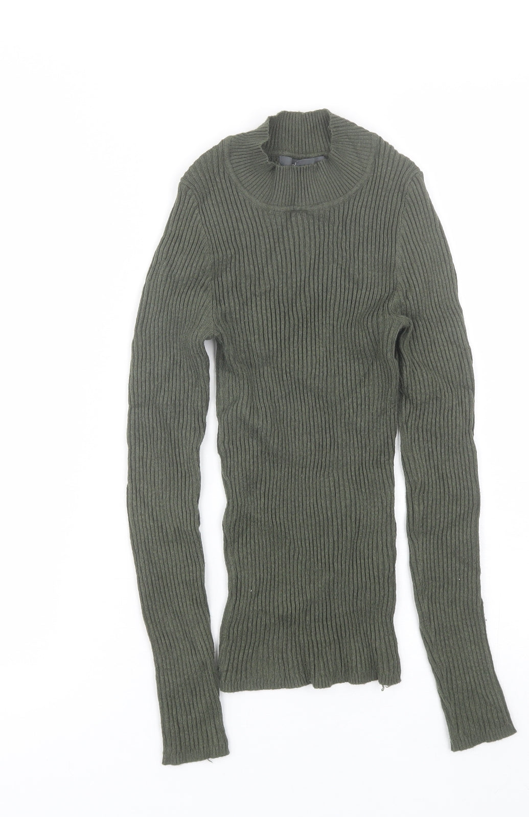 Primark Womens Green High Neck  Viscose Pullover Jumper Size 2XS