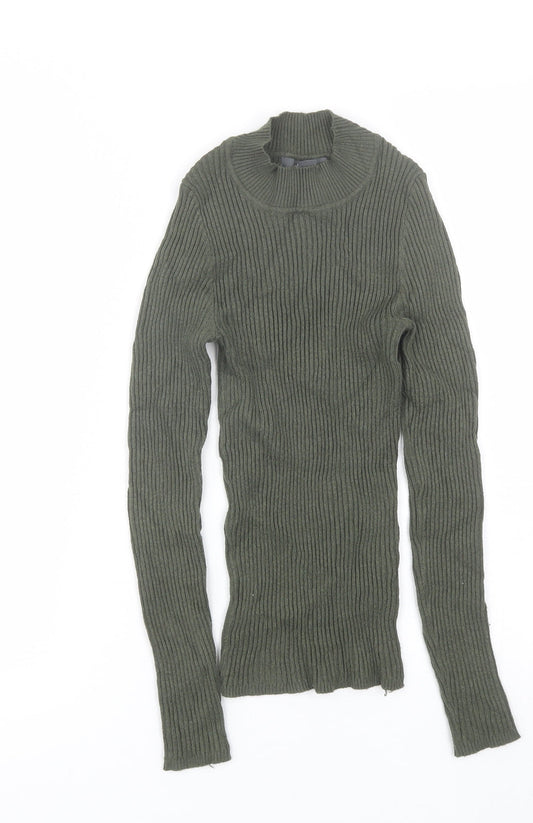 Primark Womens Green High Neck  Viscose Pullover Jumper Size 2XS