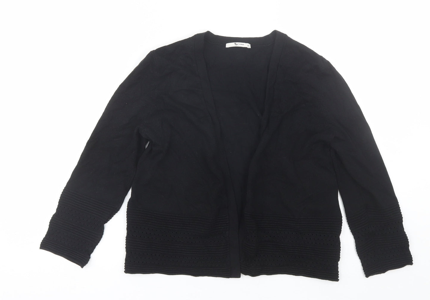 TU Womens Black V-Neck  Viscose Cardigan Jumper Size 10
