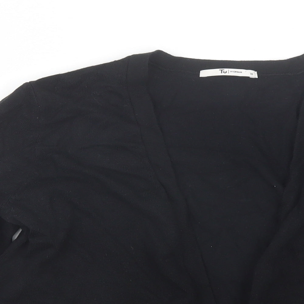 TU Womens Black V-Neck  Viscose Cardigan Jumper Size 10