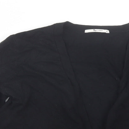 TU Womens Black V-Neck  Viscose Cardigan Jumper Size 10