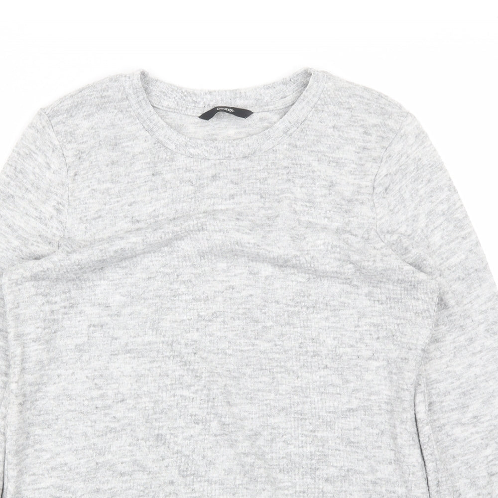 George Womens Grey Round Neck  Polyester Pullover Jumper Size S
