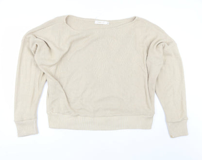 Womens UK Size M Femme Luxe Beige Pullover Jumper