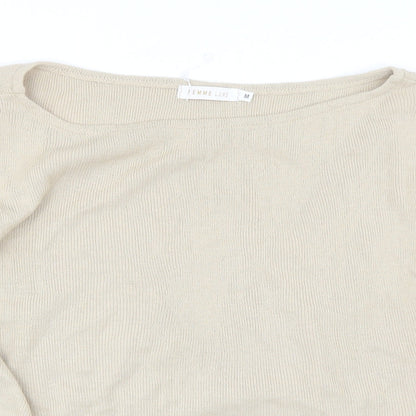 Womens UK Size M Femme Luxe Beige Pullover Jumper