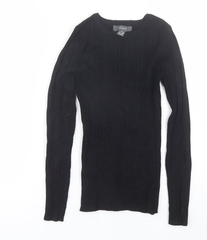 Primark Womens Black Round Neck  Viscose Pullover Jumper Size XS