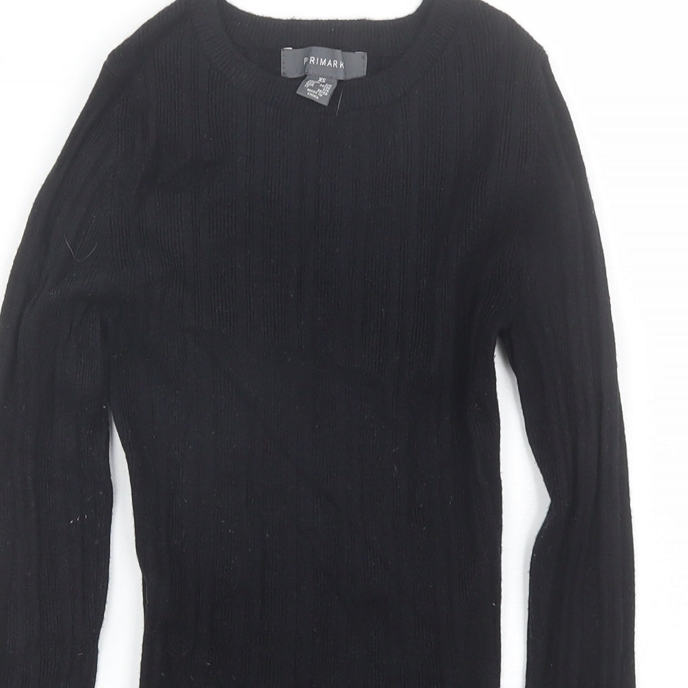 Primark Womens Black Round Neck  Viscose Pullover Jumper Size XS