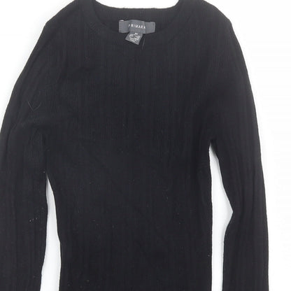 Primark Womens Black Round Neck  Viscose Pullover Jumper Size XS