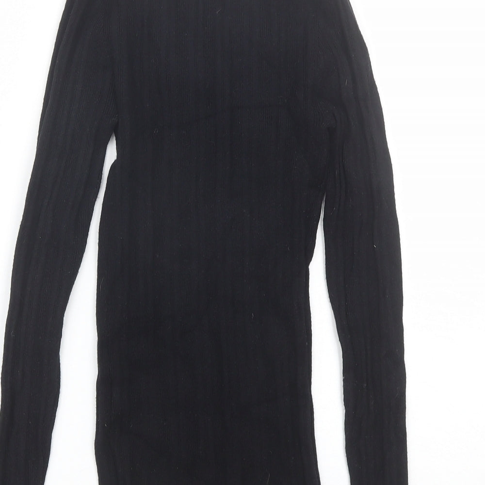 Primark Womens Black Round Neck  Viscose Pullover Jumper Size XS