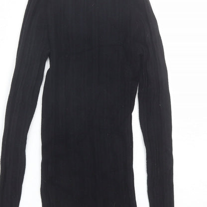 Primark Womens Black Round Neck  Viscose Pullover Jumper Size XS