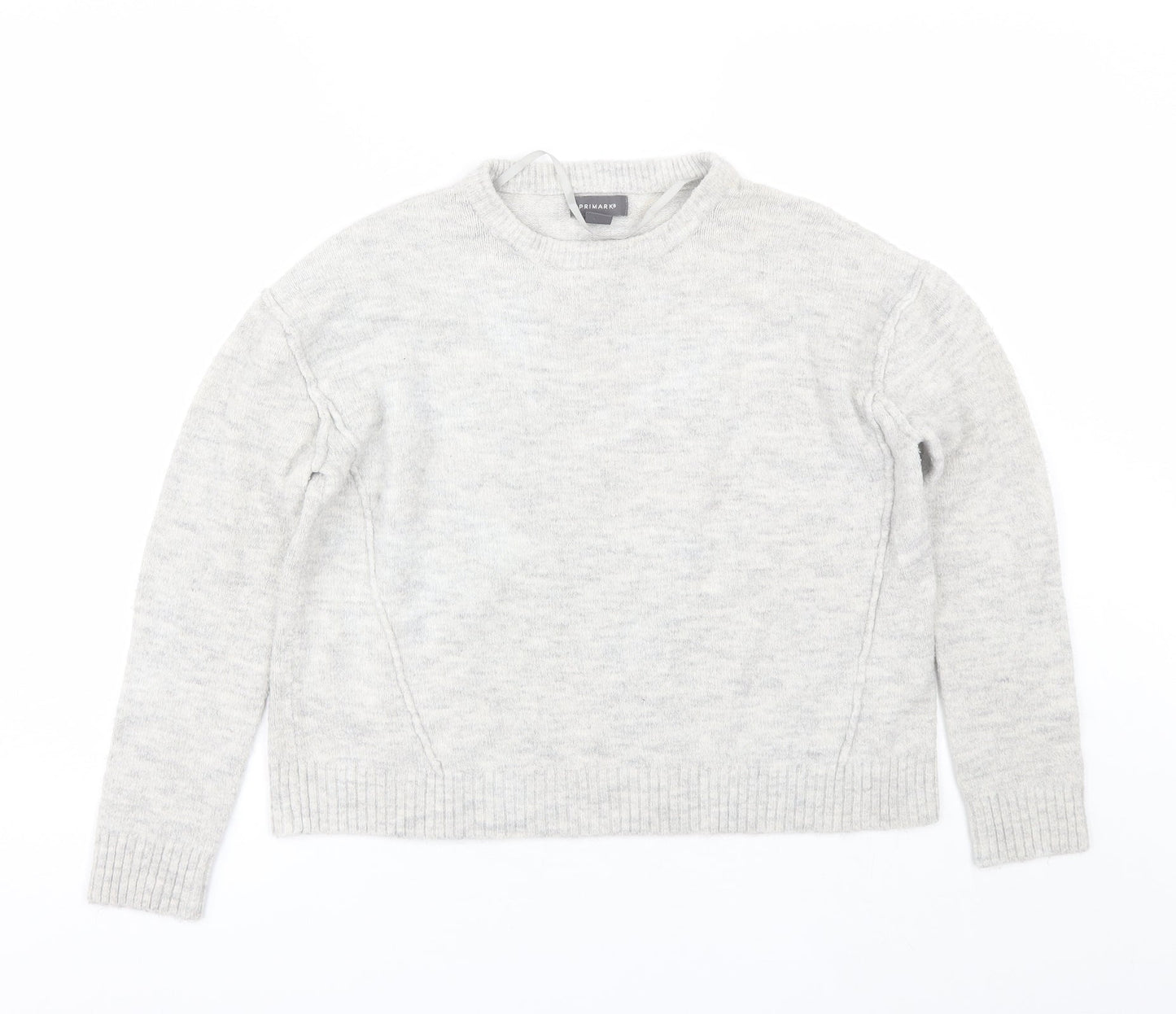 Primark Womens Grey Round Neck  Acrylic Pullover Jumper Size 2XS