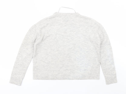 Primark Womens Grey Round Neck  Acrylic Pullover Jumper Size 2XS