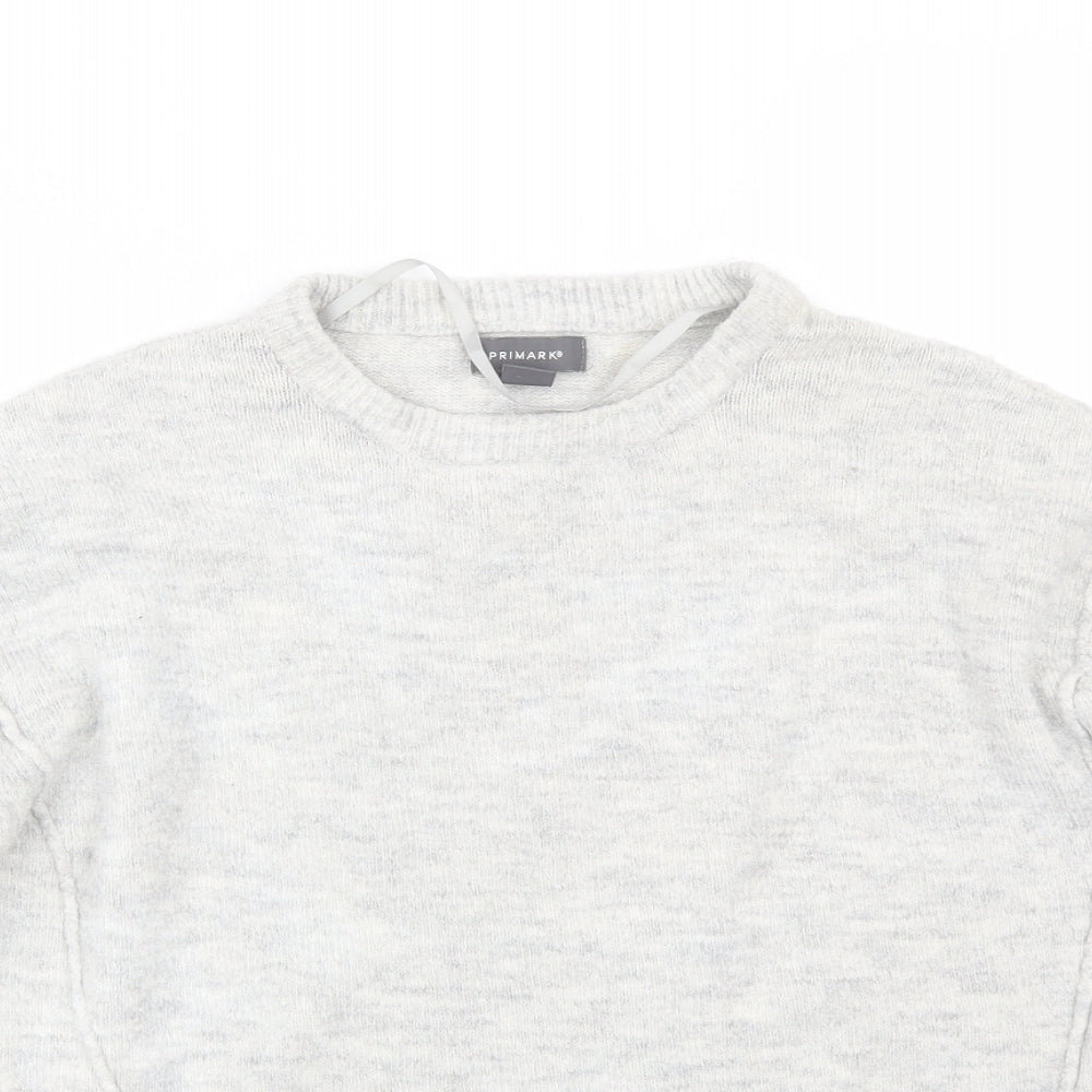 Primark Womens Grey Round Neck  Acrylic Pullover Jumper Size 2XS