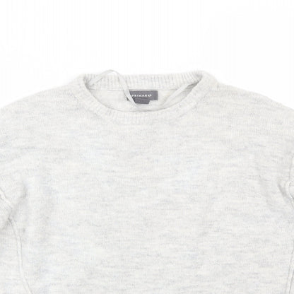 Primark Womens Grey Round Neck  Acrylic Pullover Jumper Size 2XS