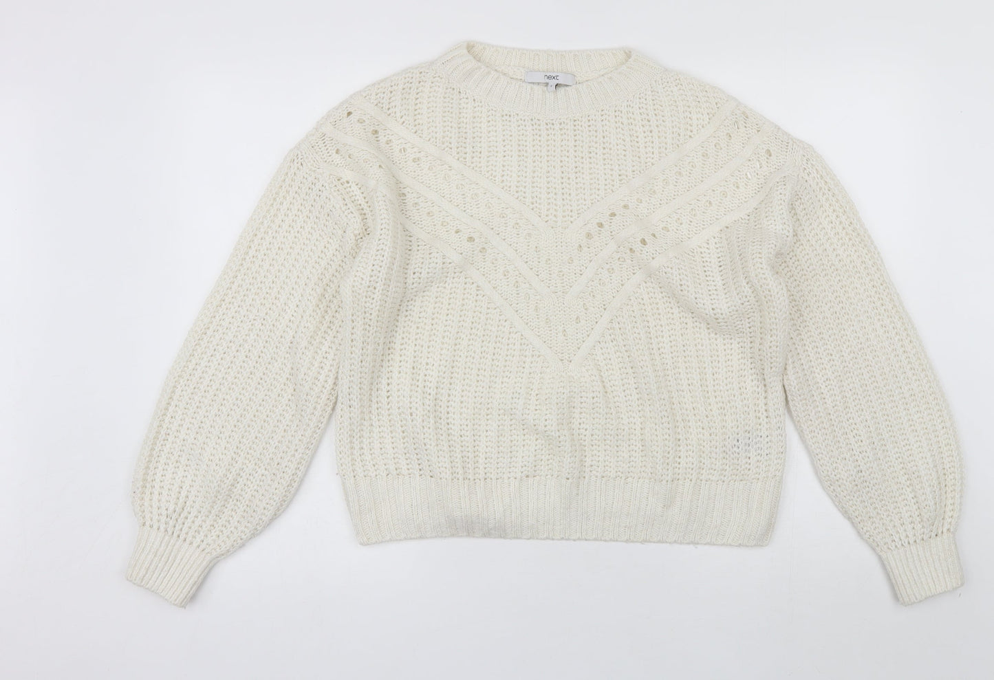 Womens UK Size S NEXT White Pullover Jumper