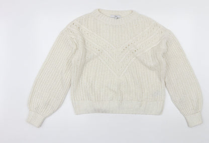Womens UK Size S NEXT White Pullover Jumper