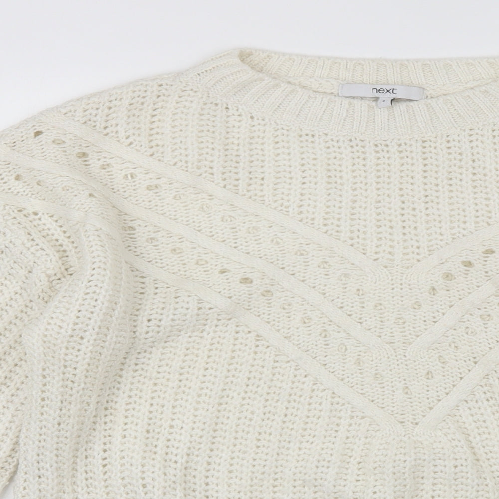 Womens UK Size S NEXT White Pullover Jumper