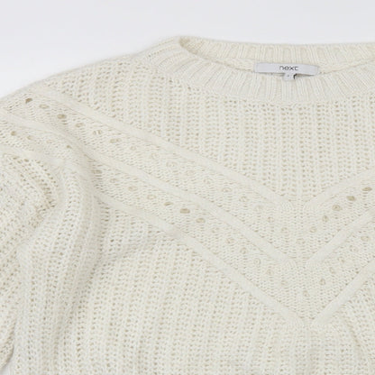 Womens UK Size S NEXT White Pullover Jumper