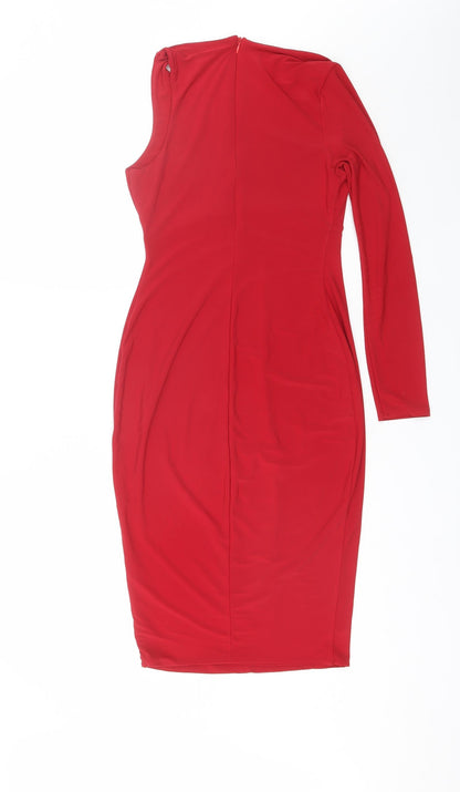 ClubL London Womens Red  Polyester Shift  Size 8  Round Neck