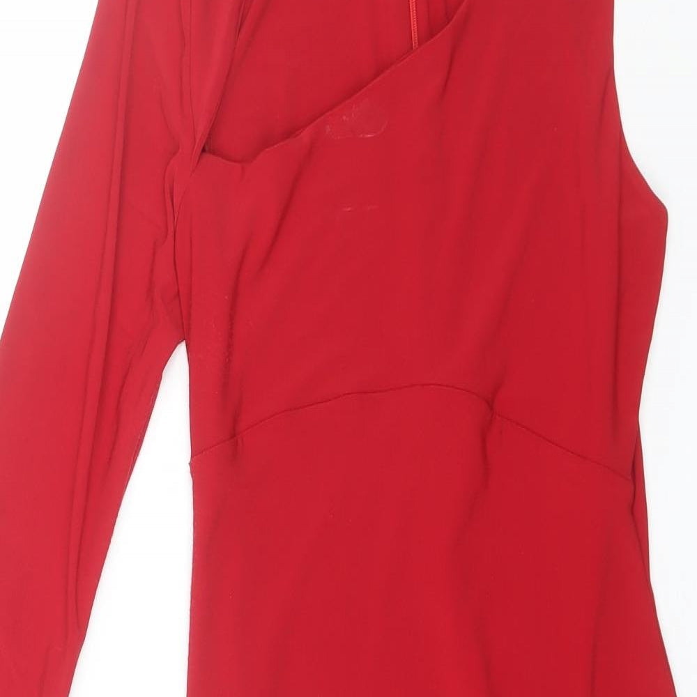 ClubL London Womens Red  Polyester Shift  Size 8  Round Neck