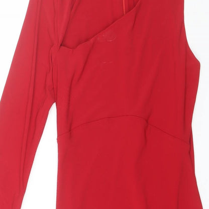 ClubL London Womens Red  Polyester Shift  Size 8  Round Neck