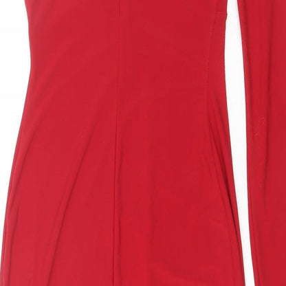 ClubL London Womens Red  Polyester Shift  Size 8  Round Neck