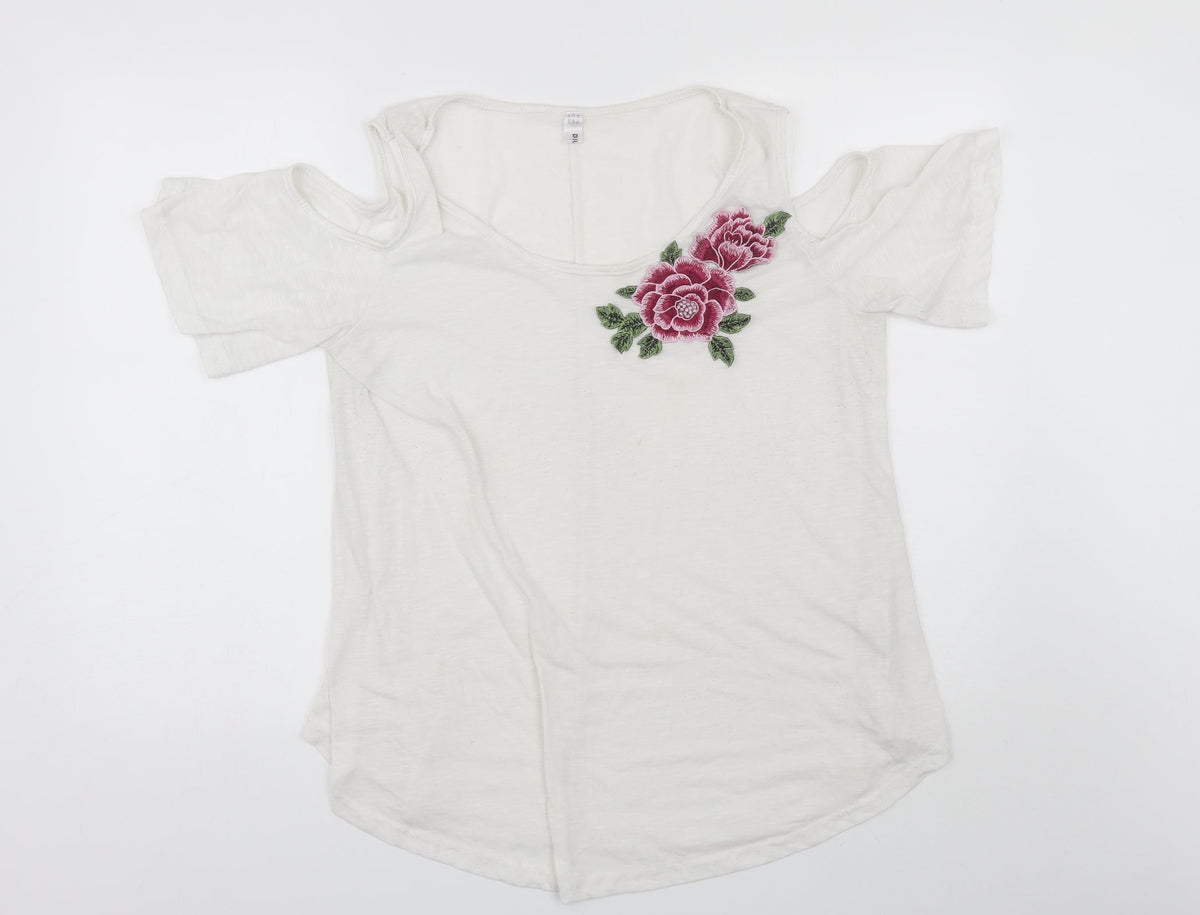 Additional front view of Next women’s white polyester blend basic blouse, size UK 14, round neck