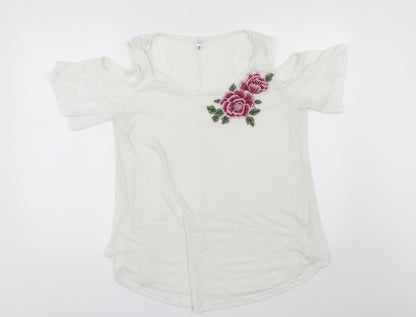 Additional front view of Next women’s white polyester blend basic blouse, size UK 14, round neck
