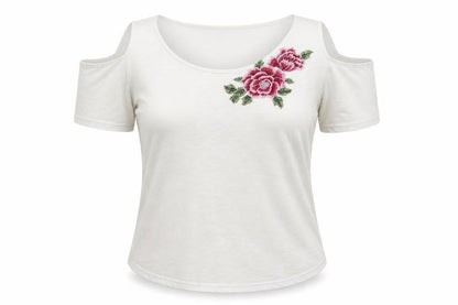 Front view of Next women’s white polyester blend basic blouse, size UK 14, round neck