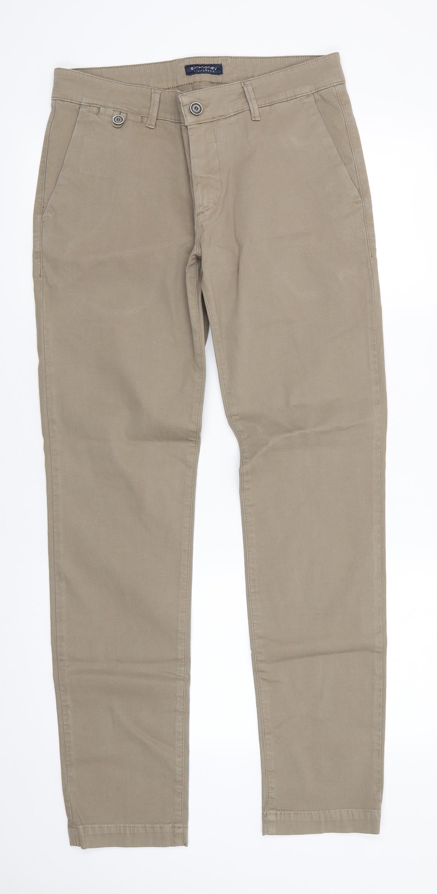 Mens UK Size 32 in Sirmoney Regular Fit Chino Green Trousers