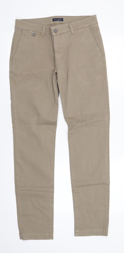Mens UK Size 32 in Sirmoney Regular Fit Chino Green Trousers