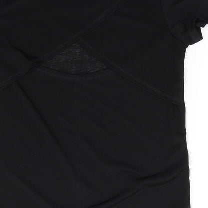 NX Sport Womens Black  Polyester Basic T-Shirt Size 8 Round Neck  - Open back Semi-sheer